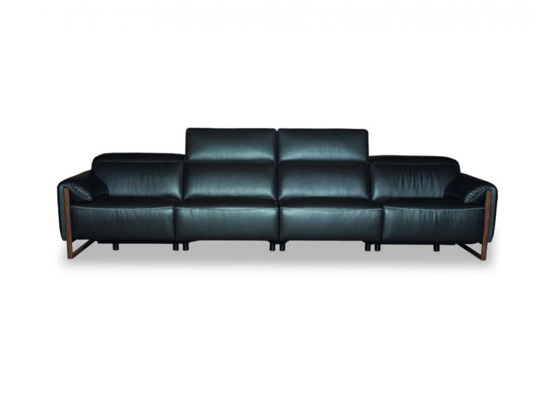 Leather/Fabric 4 seater Sofa with Adjustable Headrest and Optional Side by Side Recliner - Opera